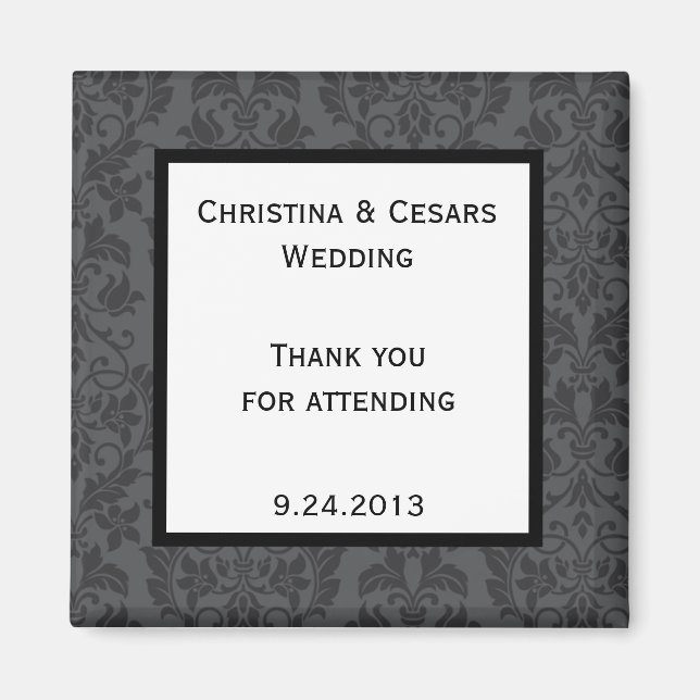 Imán de anuncio 2"x2" negro gris gótico formal (Frente)