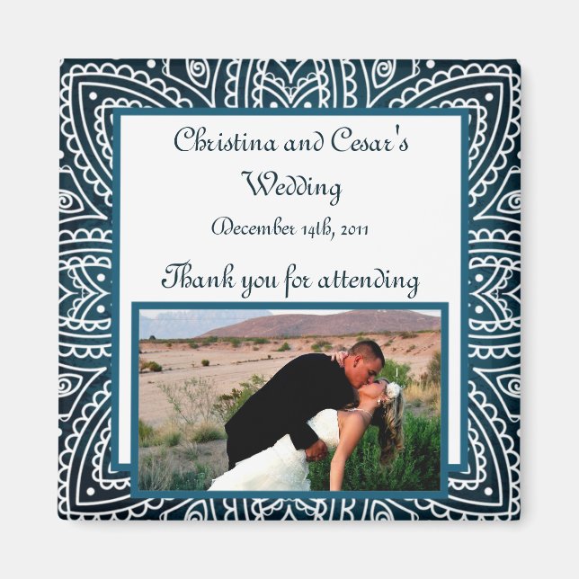 Imán de anuncio de 2"x2" azul marroquí profundo (Frente)