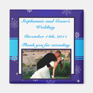 Imán de anuncio de 2"x2" copos de nieve blancos