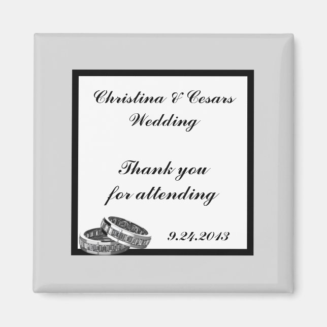 Imán de anuncio de 2"x2" de boda de diamante Suyo/ (Frente)