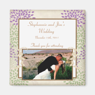 Imán de anuncio de 2"x2" Floral púrpura y verde