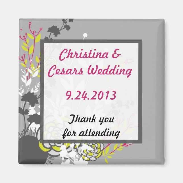 Imán de anuncio de 2"x2" flujo verde lima/rosa cal (Frente)