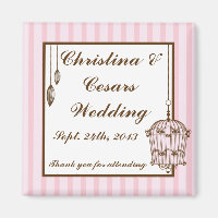 Imán de anuncio de 2"x2" Jaula de pájaro/Rayas ros