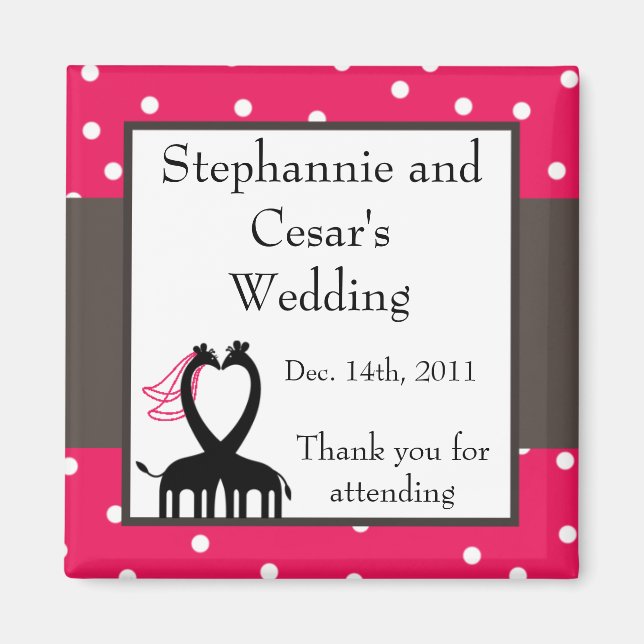 Imán de anuncio de 2"x2" jirafa rosa caliente/negr (Frente)