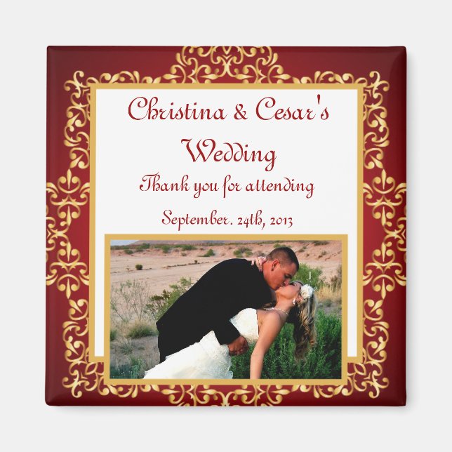 Imán de anuncio de 2 "x2" Lord Ganesha/Hindú Rojo  (Frente)