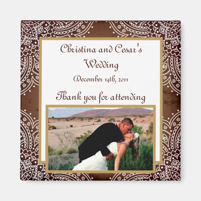 Imán de anuncio de 2"x2" marrón marroquí profundo (Frente)