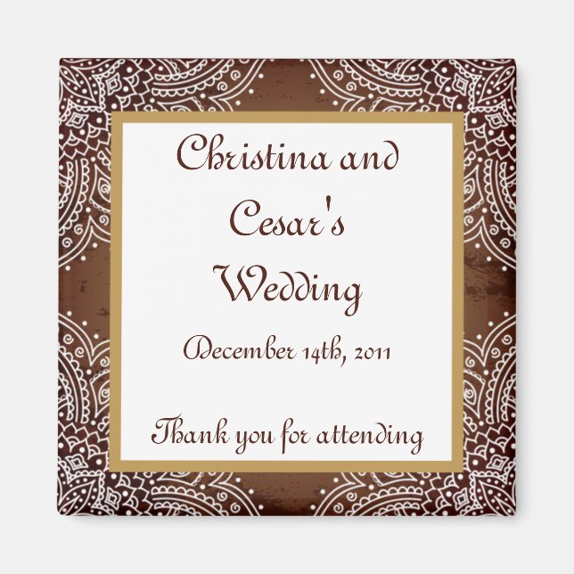 Imán de anuncio de 2"x2" marrón marroquí profundo (Frente)