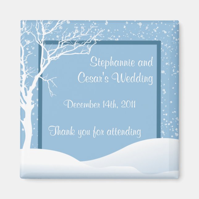 Imán de anuncio de 2"x2" Navidad azul invierno (Frente)