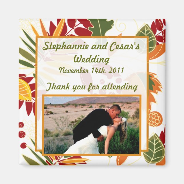 Imán de anuncio de 2"x2" Otoño Hojas de Follaje (Frente)