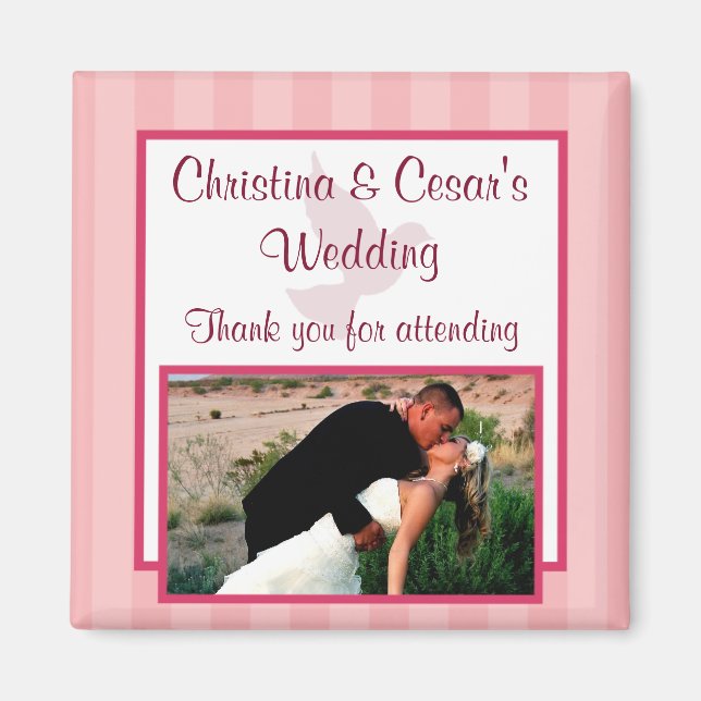 Imán de anuncio de 2"x2" Pájaros de amor Rayas ros (Frente)