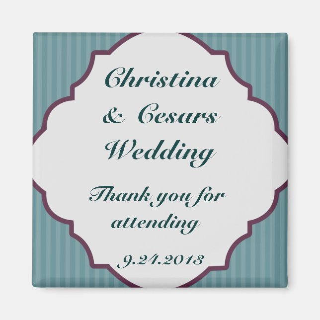 Imán de anuncio de 2"x2" rayas damasco azul turque (Frente)