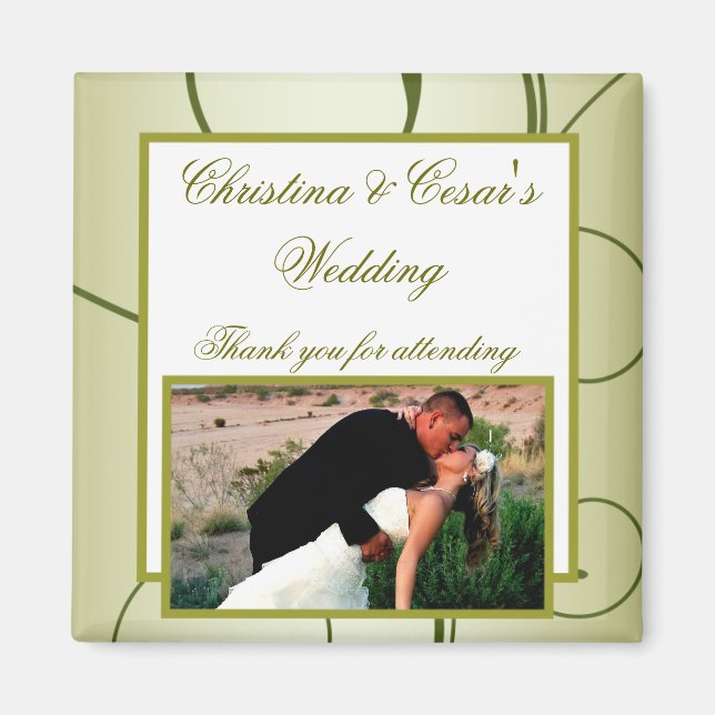 Imán de anuncio de 2"x2" remolinos de manzana verd (Frente)