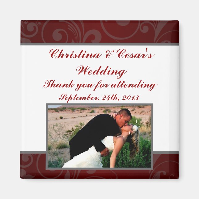 Imán de anuncio de 2"x2" remolinos gris y color vi (Frente)