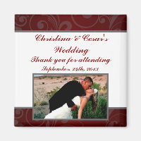 Imán de anuncio de 2"x2" remolinos gris y rojo osc