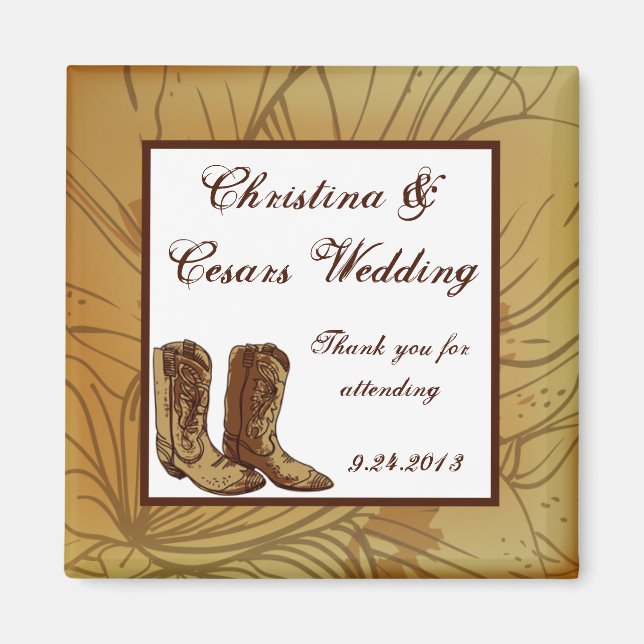 Imán de anuncio de 2"x2" Sombrero/Bota de vaquera  (Frente)