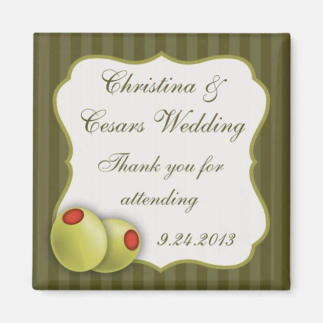 Imán de anuncio de 2" x 2" Aceitunas de Martini Ve (Frente)