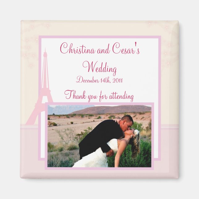 Imán de anuncio de 2"x 2" Amantes en París (Frente)