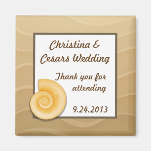 Imán de anuncio de 2" x 2" Conchas marinas en play