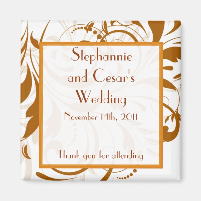 Imán de anuncio de 2" x 2" Damask Otoño (Frente)