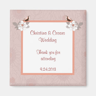 Imán de anuncio de 2" x 2" Flores rosadas/marrones