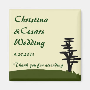 Imán de anuncio de 2" x 2" Japanese Green Hill Top