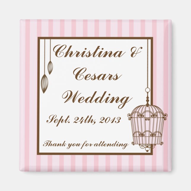 Imán de anuncio de 2" x 2" Jaula de pájaro/Rayas r (Frente)