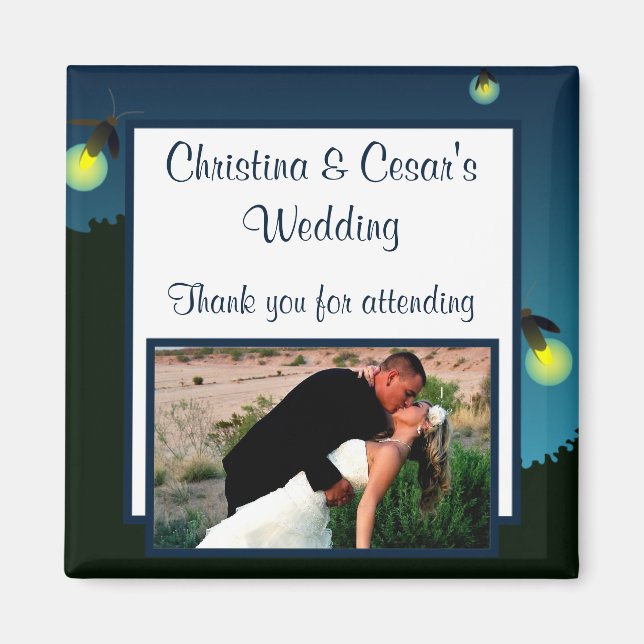 Imán de anuncio de 2" x 2" Luciérnagas y frascos d (Frente)