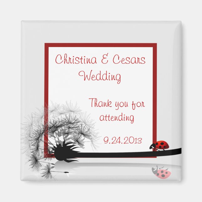 Imán de anuncio de 2" x 2" Mariquita en Diente de  (Frente)