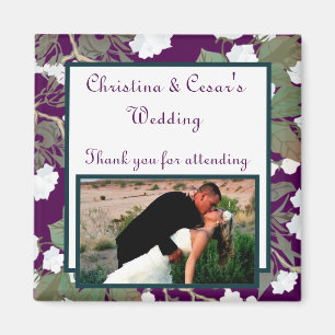 Imán de anuncio de 2" x 2" Pavo real/Rama de flor 