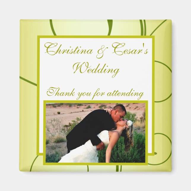 Imán de anuncio de 2" x 2" Remolinos de pera verde (Frente)