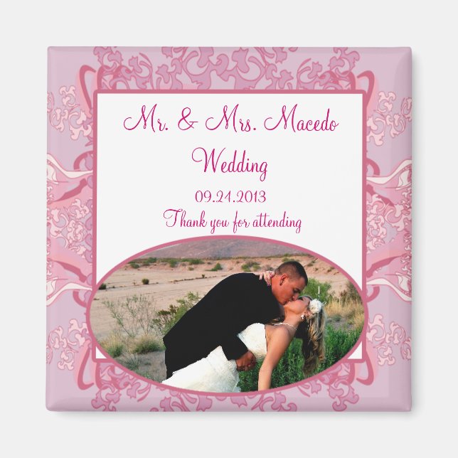 Imán de anuncio de 2" x 2" Rosa/Rosa Chino Scro (Frente)