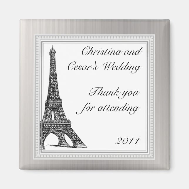 Imán de anuncio de 2" x 2" Torre Eiffel negra (Frente)