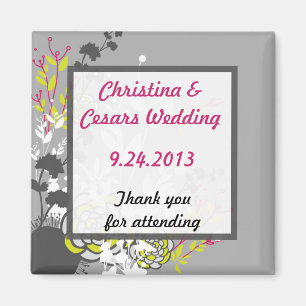 Imán de anuncio de 2" x 2" verde lima/rosa intenso