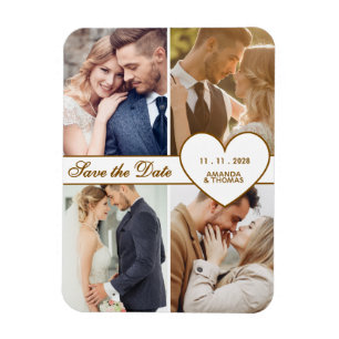Imán de anuncio de fecha de boda personalizado con