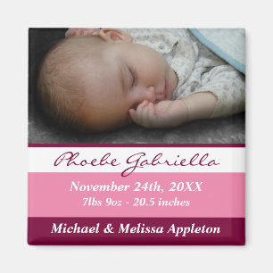 Imán de anuncio de nacimiento de foto de franjas r