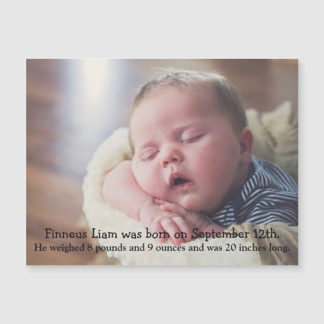 Imán de anuncio de nacimiento personalizado (Anverso)