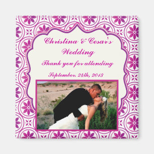 Imán de anuncio formal magenta púrpura 2" x 2" Fl