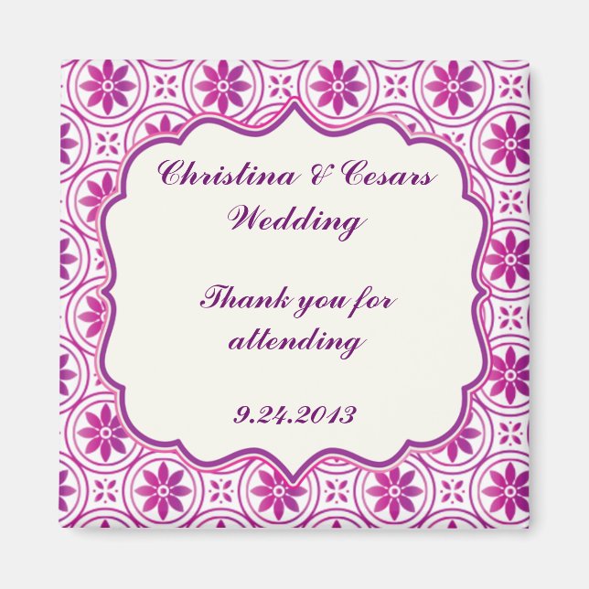 Imán de anuncio formal magenta púrpura de 2"x2" Fl (Frente)