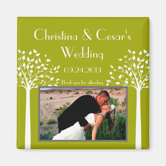 Imán de anuncio moderno de 2 "x 2" Árboles verdes  (Frente)