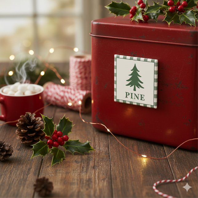 Imán de árbol de Navidad de pino verde rústico (Subido por el creador)