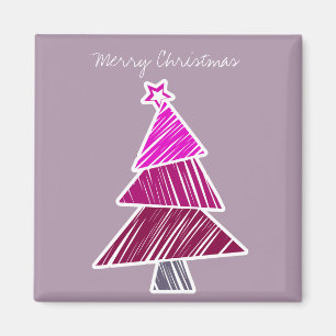 Imán de árbol de navidad rosa