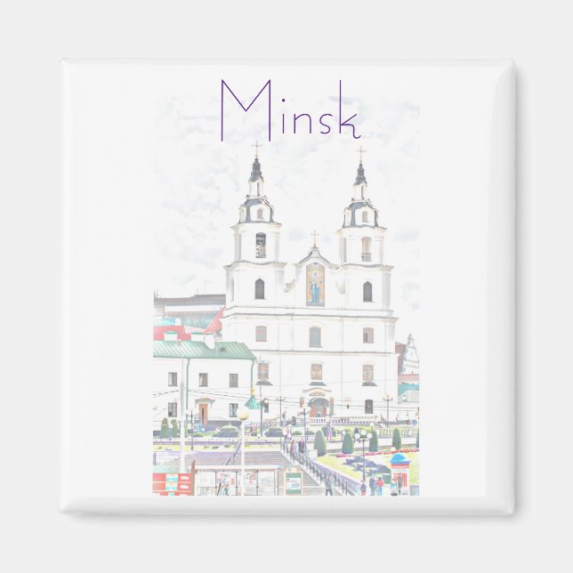 Imán de Arquitectura de la Ciudad de Minsk Bielorr (Frente)