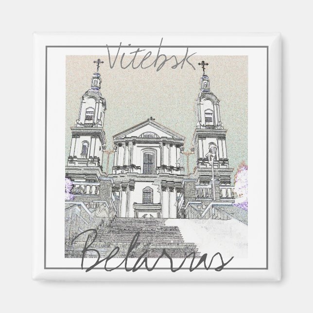 Imán de Arquitectura Estilizada de Bielorrusia Vít (Frente)