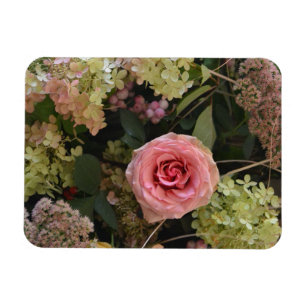 Imán de arreglo de hortensias rosadas