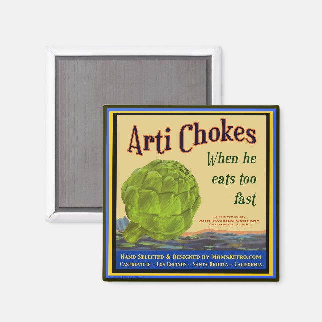 Imán de Arte de Caja de Alcachofa Vintage (Anverso/Reverso)