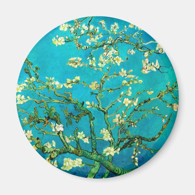 Imán de Arte de Flor de Almendro de Vincent Van Go (Frente)