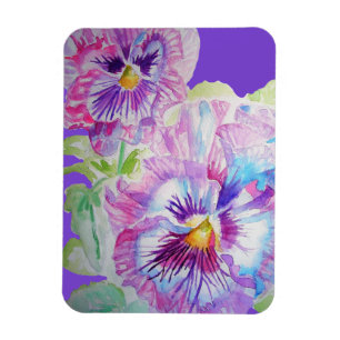 Imán de arte floral de pensamiento púrpura acuarel