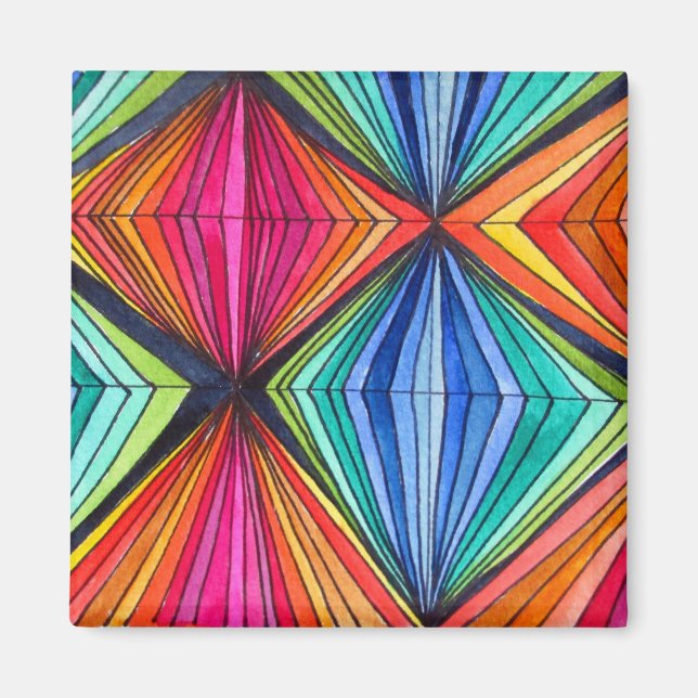 Imán de arte geométrico del arco iris (Frente)