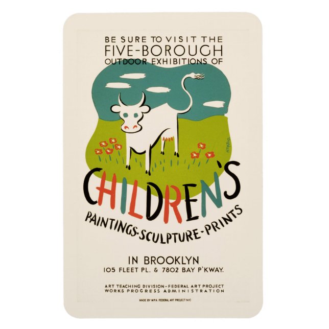Imán de arte infantil de época (Vertical)