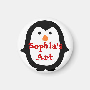 Imán de Arte Personalizado de Pingüino para Niños